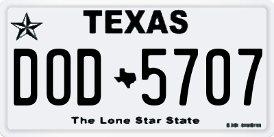 TX license plate DOD5707
