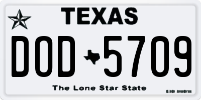 TX license plate DOD5709