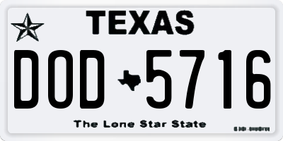 TX license plate DOD5716