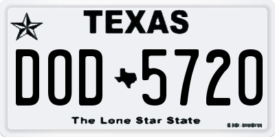 TX license plate DOD5720