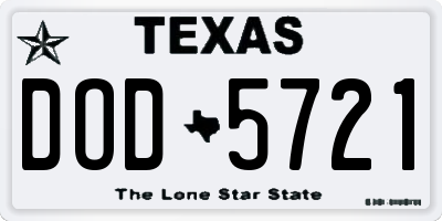 TX license plate DOD5721