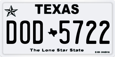 TX license plate DOD5722