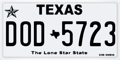 TX license plate DOD5723