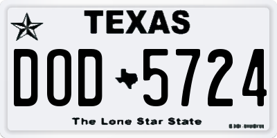 TX license plate DOD5724