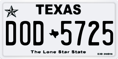 TX license plate DOD5725