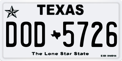 TX license plate DOD5726