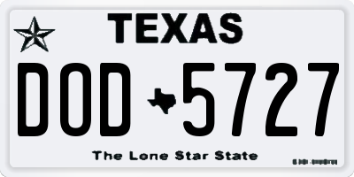 TX license plate DOD5727