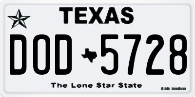 TX license plate DOD5728