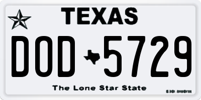 TX license plate DOD5729