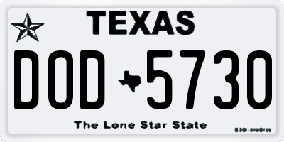 TX license plate DOD5730