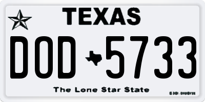 TX license plate DOD5733