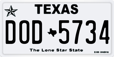 TX license plate DOD5734