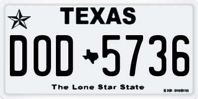 TX license plate DOD5736