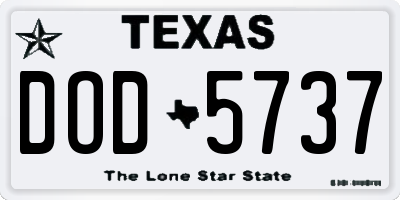 TX license plate DOD5737