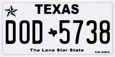 TX license plate DOD5738