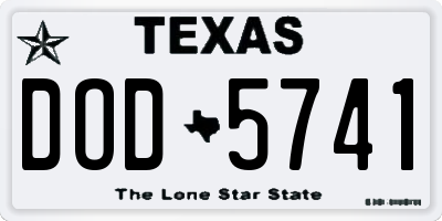 TX license plate DOD5741