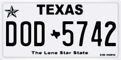 TX license plate DOD5742