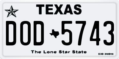 TX license plate DOD5743