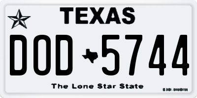TX license plate DOD5744