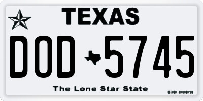 TX license plate DOD5745
