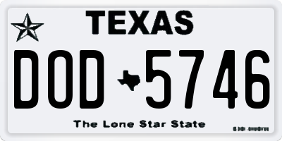TX license plate DOD5746
