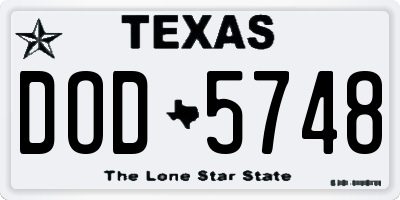TX license plate DOD5748