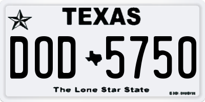 TX license plate DOD5750