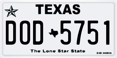 TX license plate DOD5751