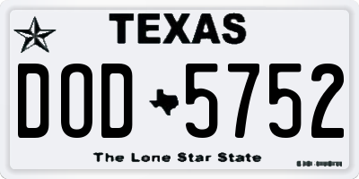 TX license plate DOD5752