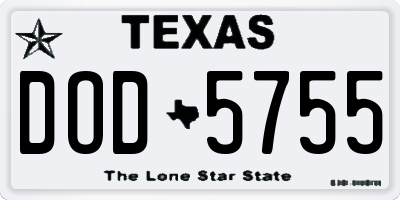 TX license plate DOD5755