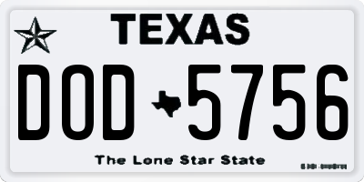 TX license plate DOD5756