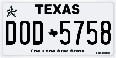 TX license plate DOD5758