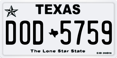 TX license plate DOD5759