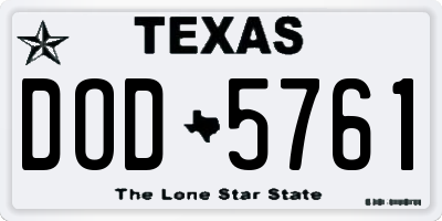 TX license plate DOD5761