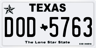 TX license plate DOD5763