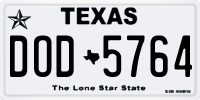TX license plate DOD5764
