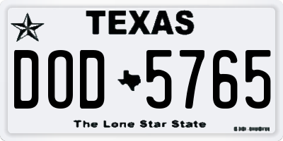 TX license plate DOD5765