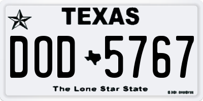 TX license plate DOD5767