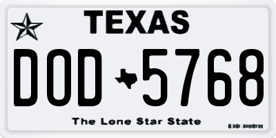 TX license plate DOD5768