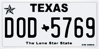TX license plate DOD5769
