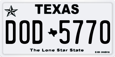 TX license plate DOD5770