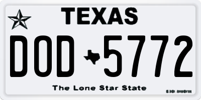 TX license plate DOD5772