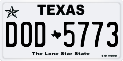 TX license plate DOD5773