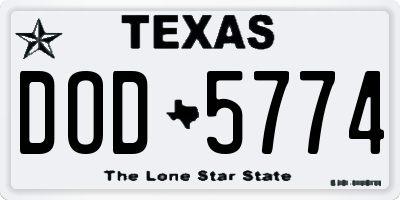 TX license plate DOD5774