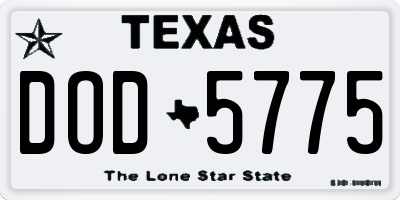 TX license plate DOD5775