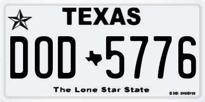 TX license plate DOD5776