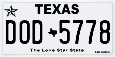 TX license plate DOD5778