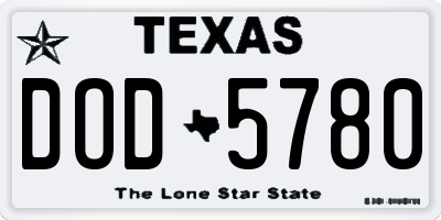 TX license plate DOD5780