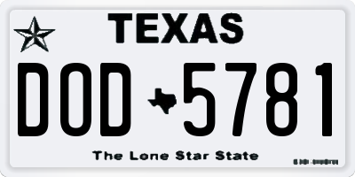 TX license plate DOD5781