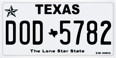 TX license plate DOD5782